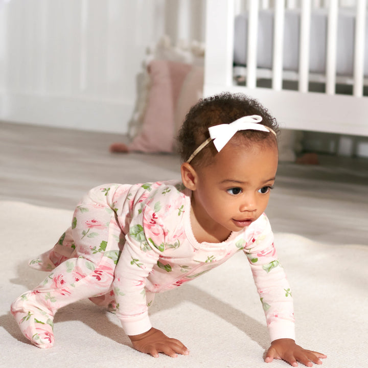 4-Pack Infant & Toddler Neutral Rose & Deer Snug Fit Footed Cotton Pajamas-Gerber Childrenswear