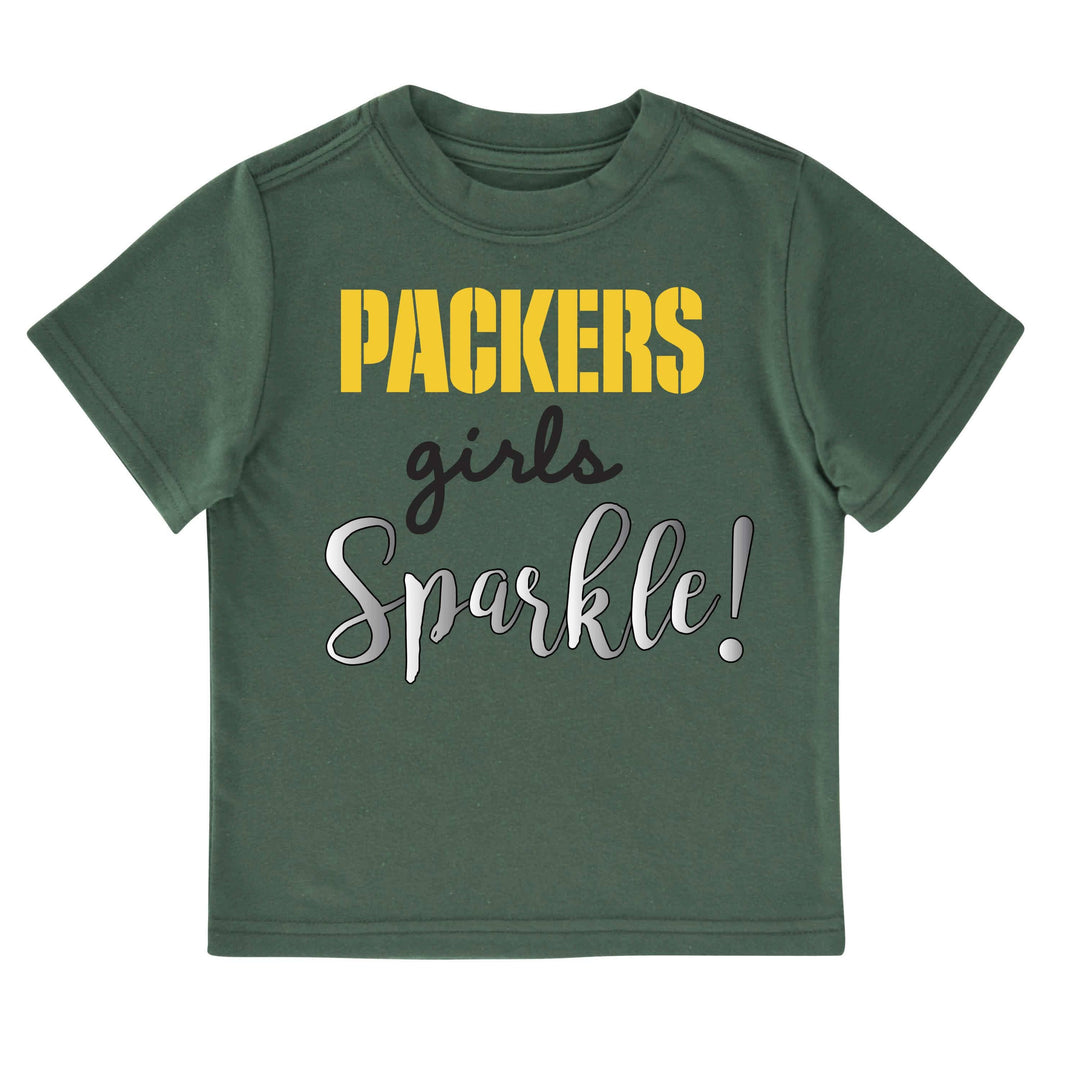 Green Bay Packers Girls Sparkle Short Sleeve Tee-Gerber Childrenswear