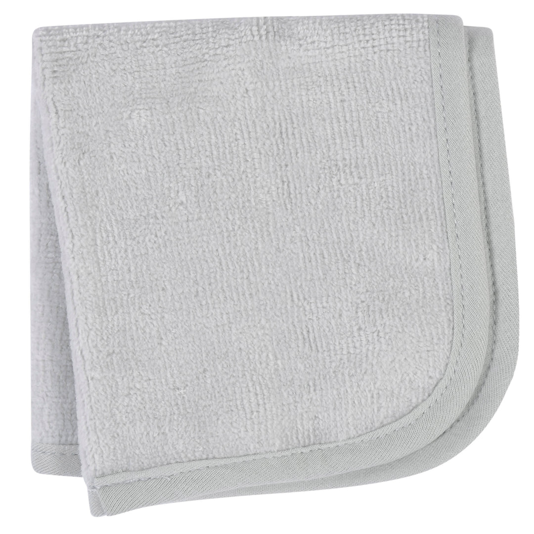 Embroidered 4-Piece Neutral Striped Gray Hooded Towel & Washcloths Set-Gerber Childrenswear