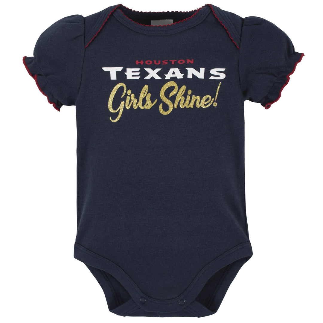 Houston Texans Baby Girls Short Sleeve Bodysuits-Gerber Childrenswear