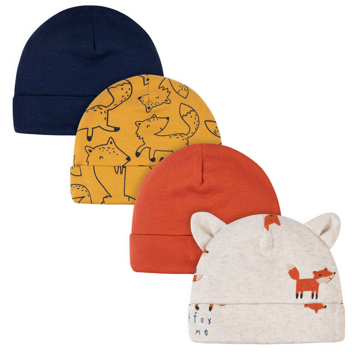 4-Pack Baby Boys Fox Caps-Gerber Childrenswear