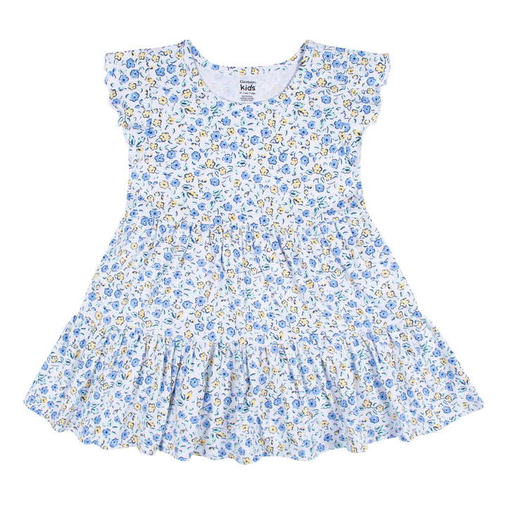 2-Pack Infant & Toddler Girls Blue Floral Knit Dresses