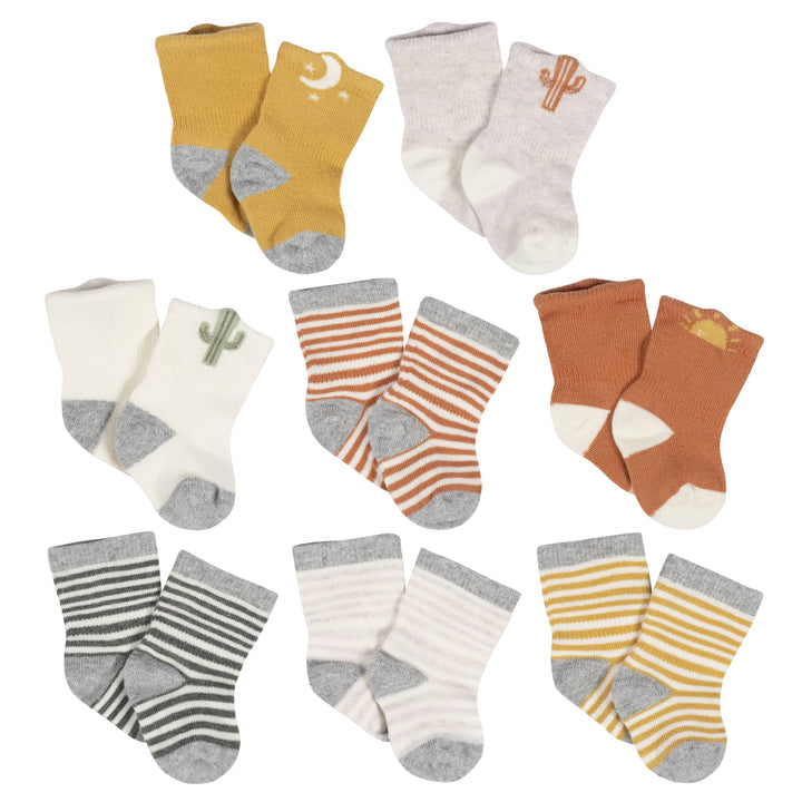 8-Pack Baby Neutral Southwest Jersey Wiggle Proof® Socks