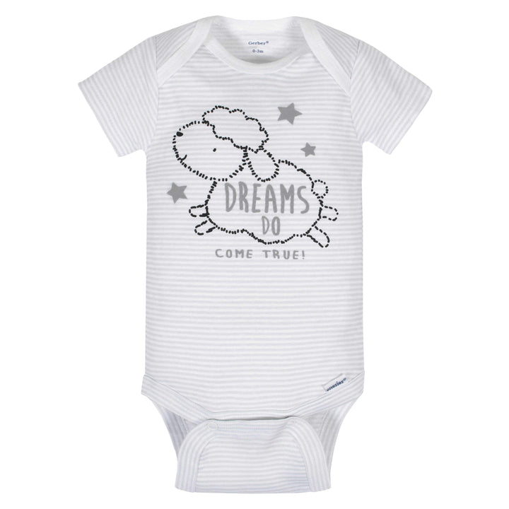 3-Pack Baby Neutral Lamb Short Sleeve Onesies® Bodysuits-Gerber Childrenswear