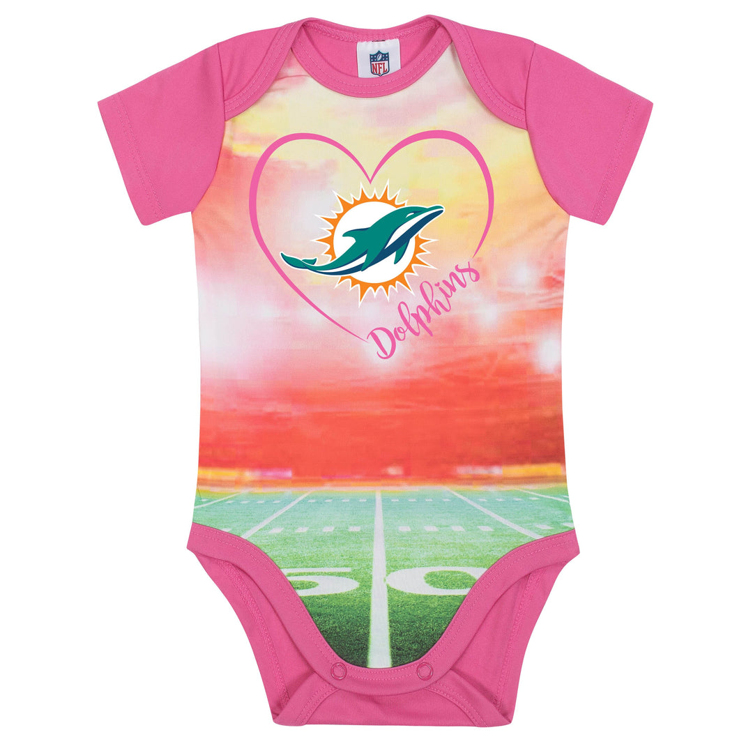 Miami Dolphins Baby Girl Short Sleeve Bodysuit-Gerber Childrenswear