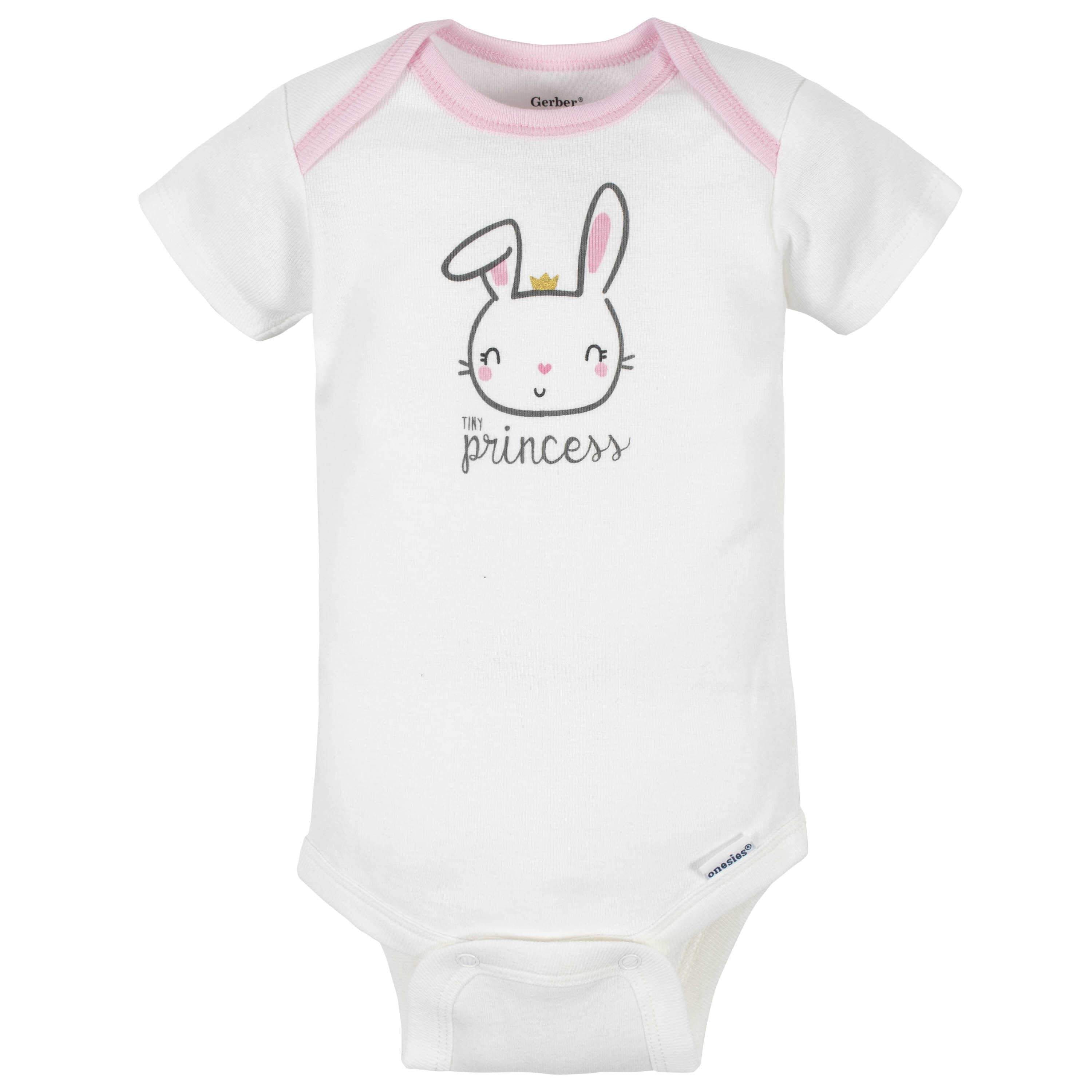8-Pack Baby Girls Princess Short Sleeve Onesies® Bodysuits-Gerber Childrenswear