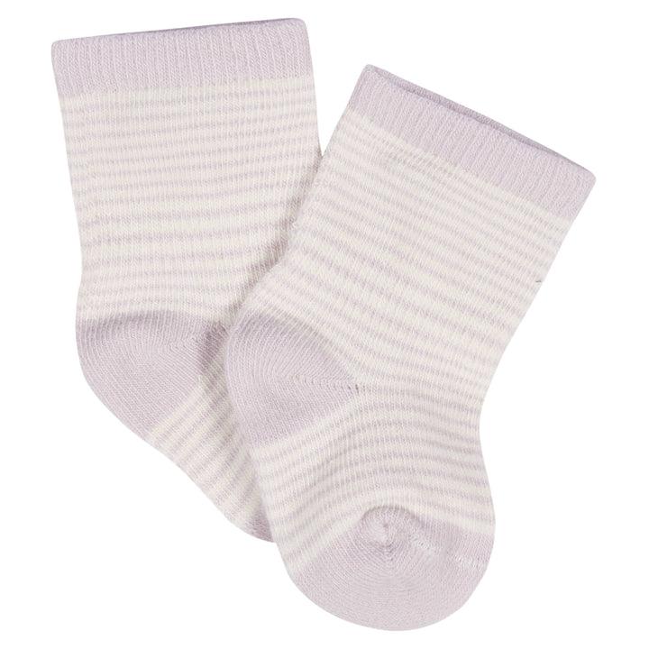 8-Pack Baby Girls Lavender Garden Jersey Wiggle Proof® Socks