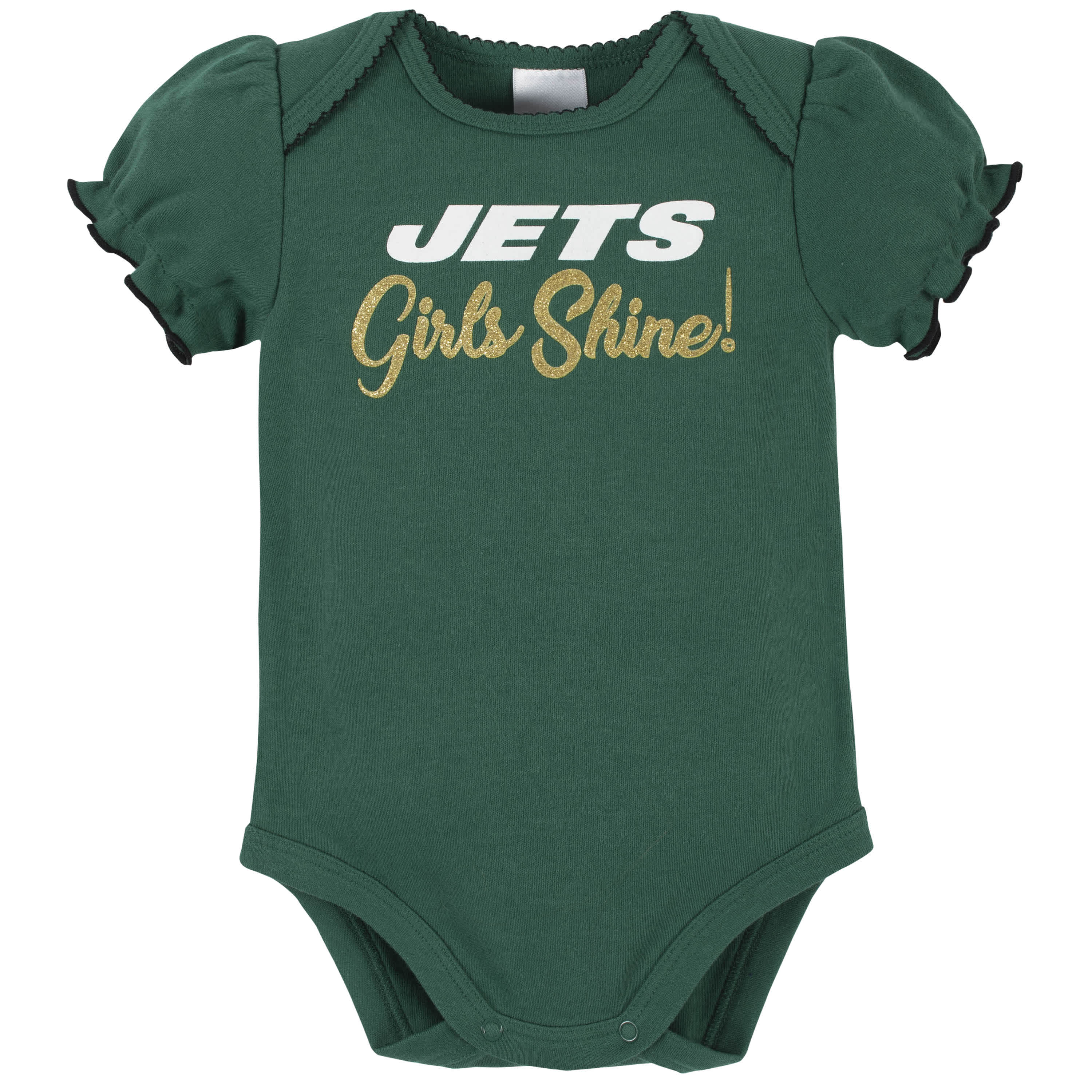 New York Jets Baby Girls Short Sleeve Bodysuits-Gerber Childrenswear