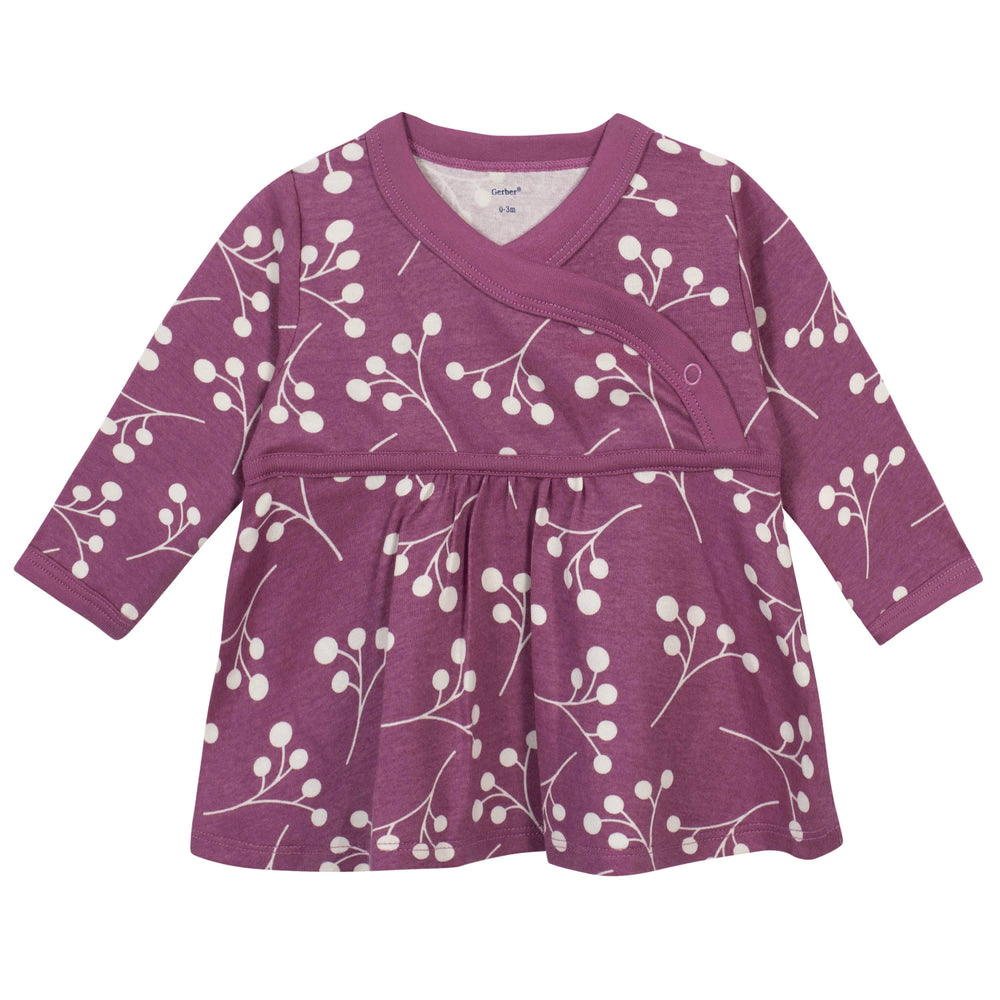 3-Piece Baby Girls Comfy Stretch Floral Shirt, Footed Pant and Cap Set-Gerber Childrenswear