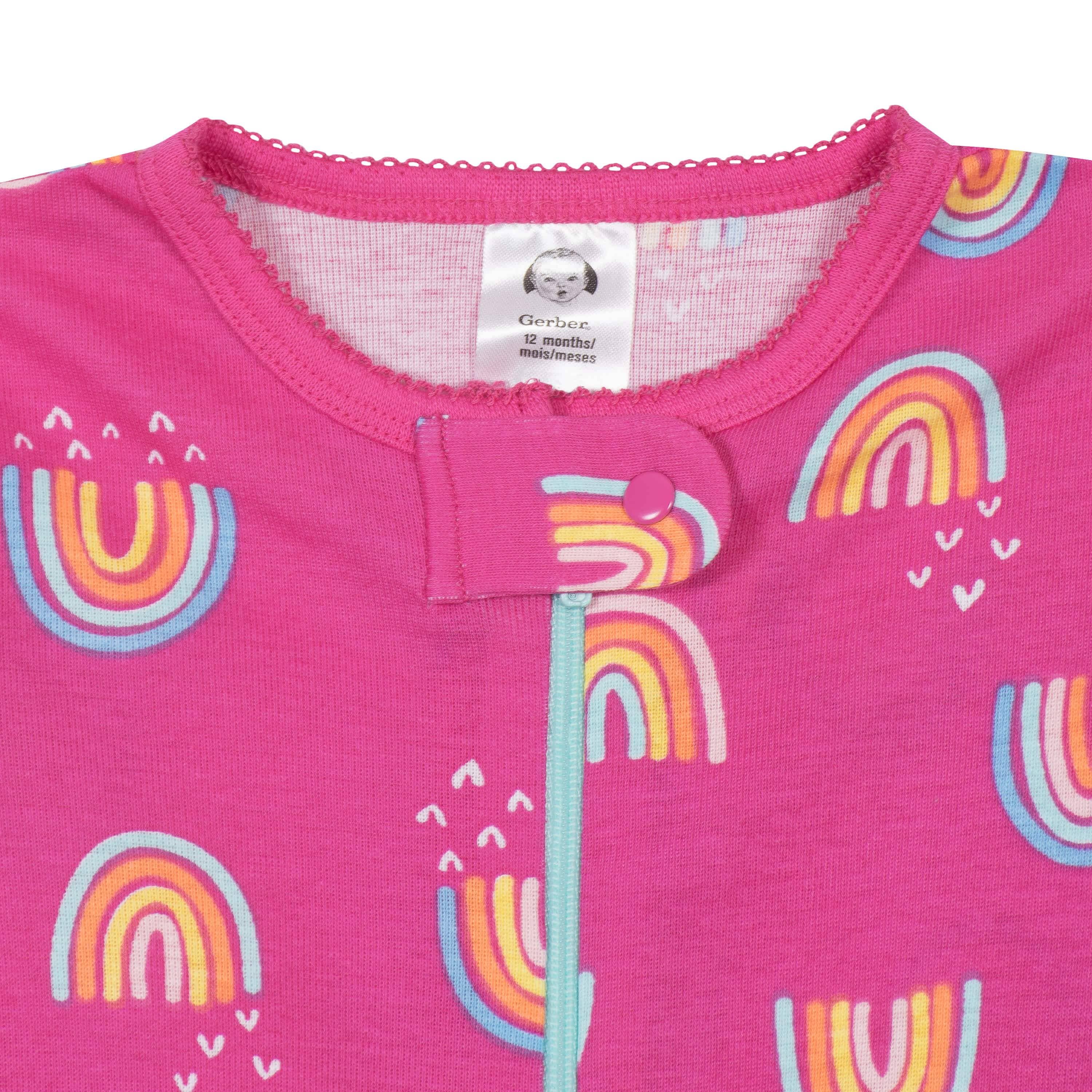4-Pack Baby & Toddler Girls Dreams & Rainbows Snug Fit Footed Cotton Pajamas-Gerber Childrenswear