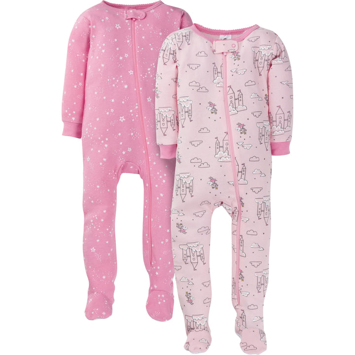 4-Pack Infant & Toddler Neutral Rainbow & Castle Snug Fit Footed Cotton Pajamas-Gerber Childrenswear