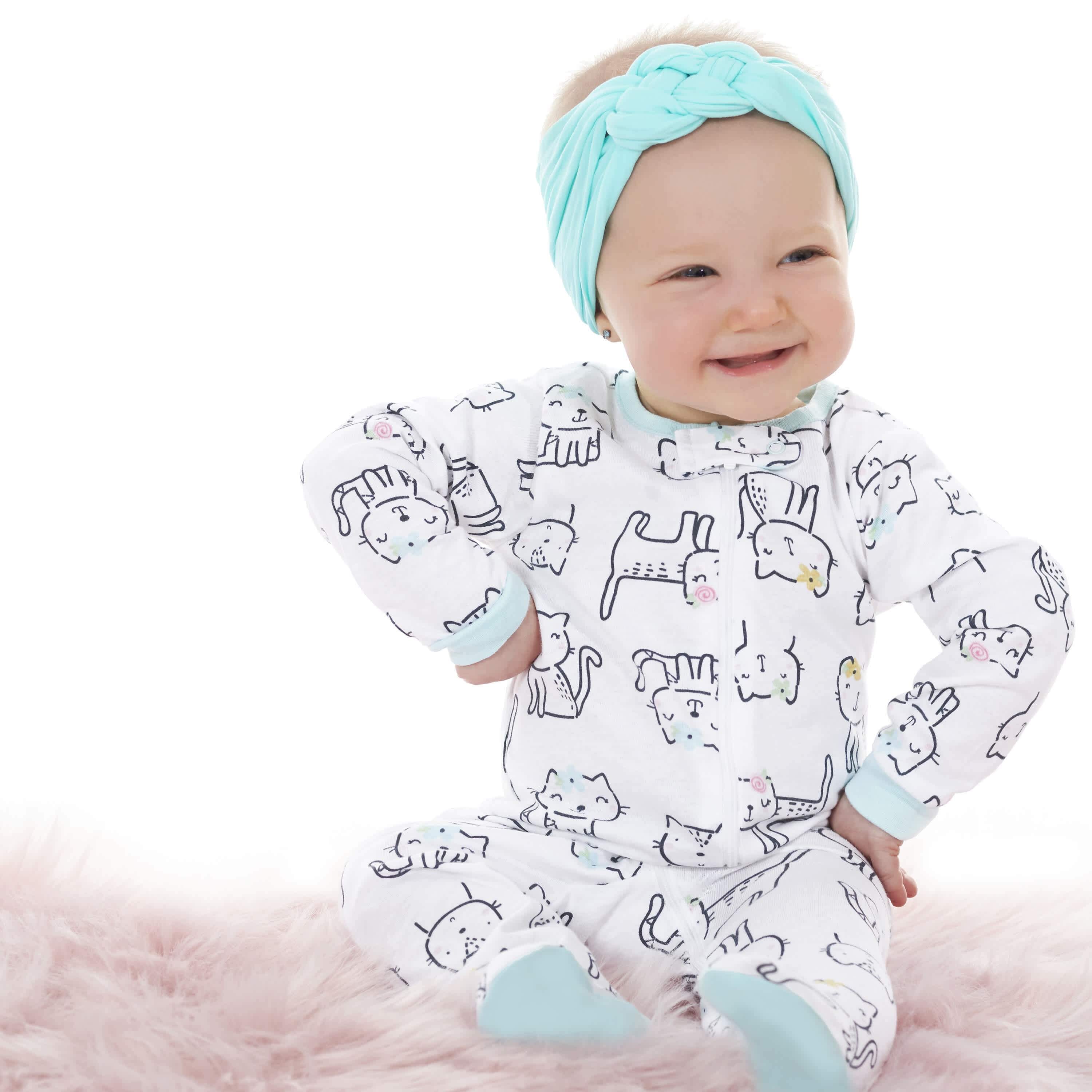 6-Piece Baby Girls Cat Onesies® Brand Bodysuit & Sleep N' Play Set-Gerber Childrenswear