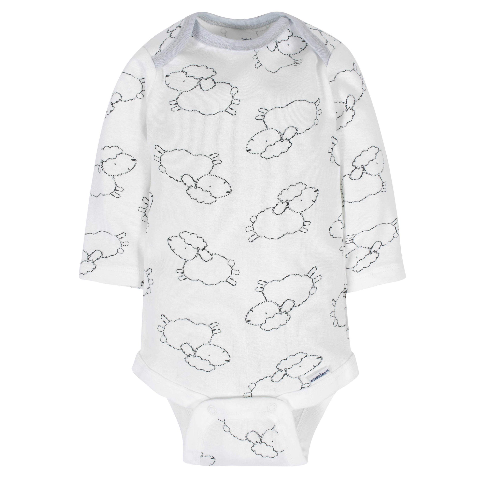 6-Pack Baby Neutral Sheep Long Sleeve Onesies® Bodysuits