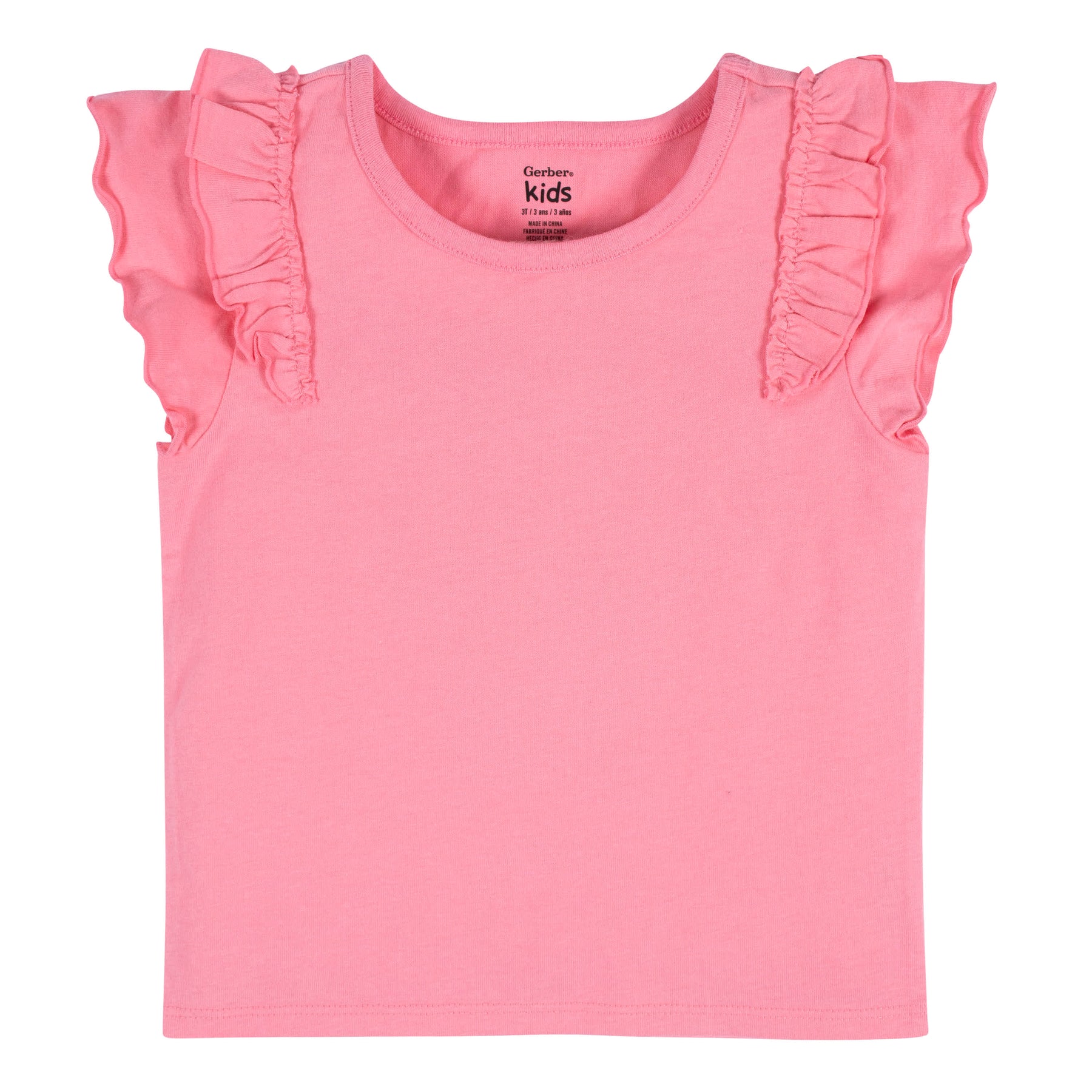 2-Pack Infant & Toddler Girls Pink & White Double Ruffle Tops – Gerber ...
