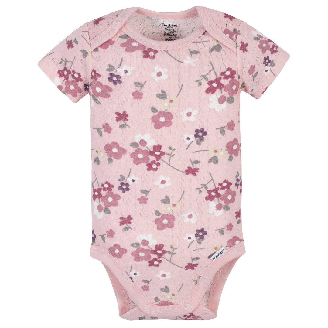 5-Pack Organic Baby Girls Floral Short Sleeve Onesies® Bodysuits-Gerber Childrenswear