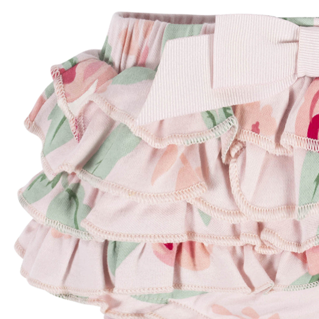 3-Piece Baby Girls Pink Garden Onesies® Bodysuit, Diaper Cover & Headband Set-Gerber Childrenswear