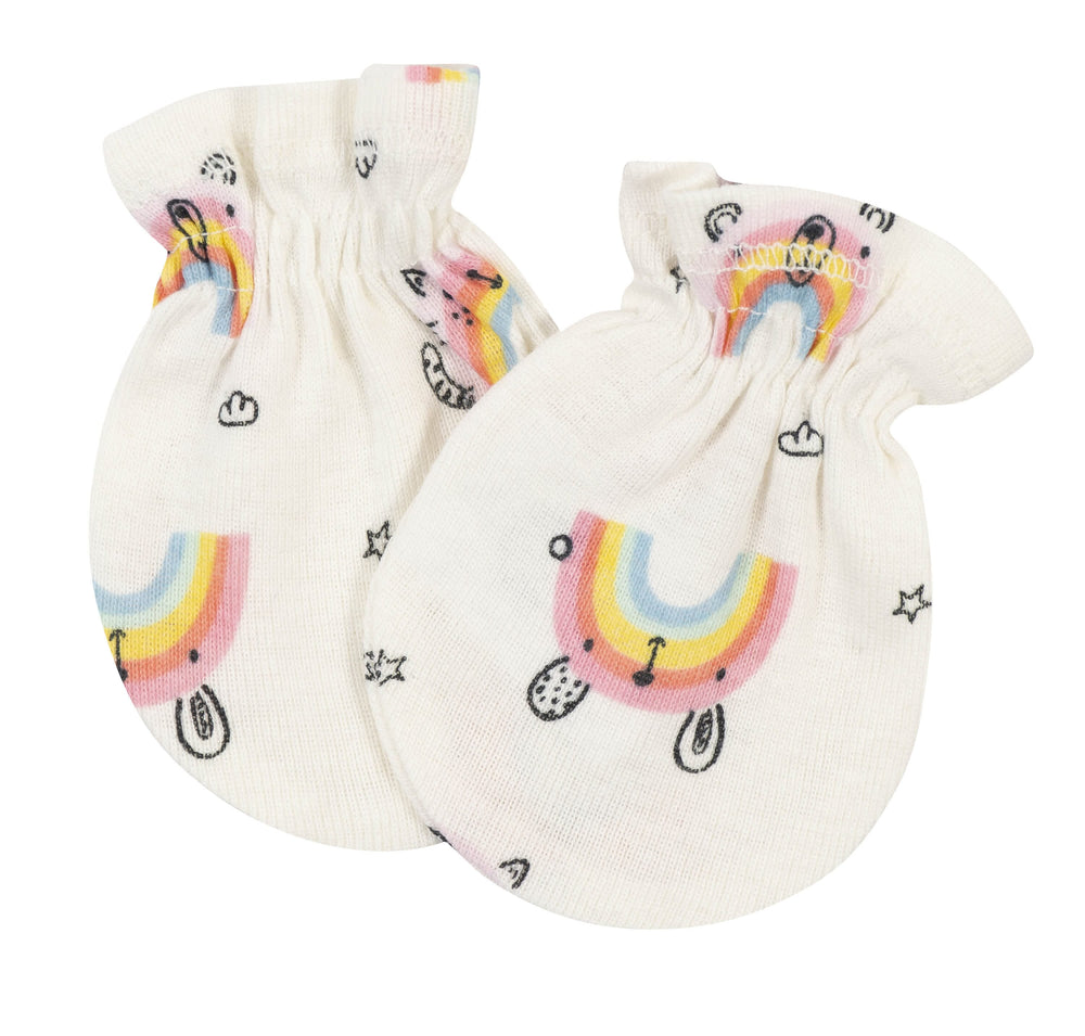 3-Pack Baby Girls Rainbow No Scratch Mittens-Gerber Childrenswear