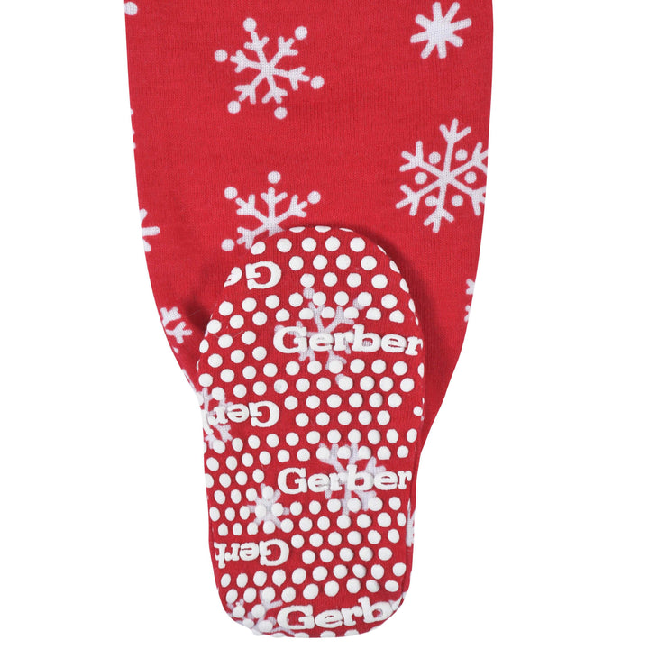 2-Pack Baby Neutral Reindeer & Snowflake Snug Fit Footed Cotton Pajamas-Gerber Childrenswear