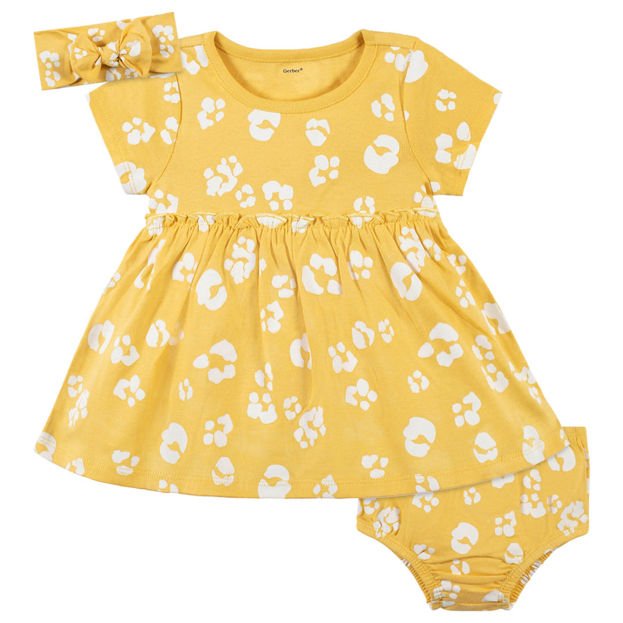 3-Piece Baby & Toddler Girls Purrfectly Wild Dress, Diaper Cover & Headband Set-Gerber Childrenswear