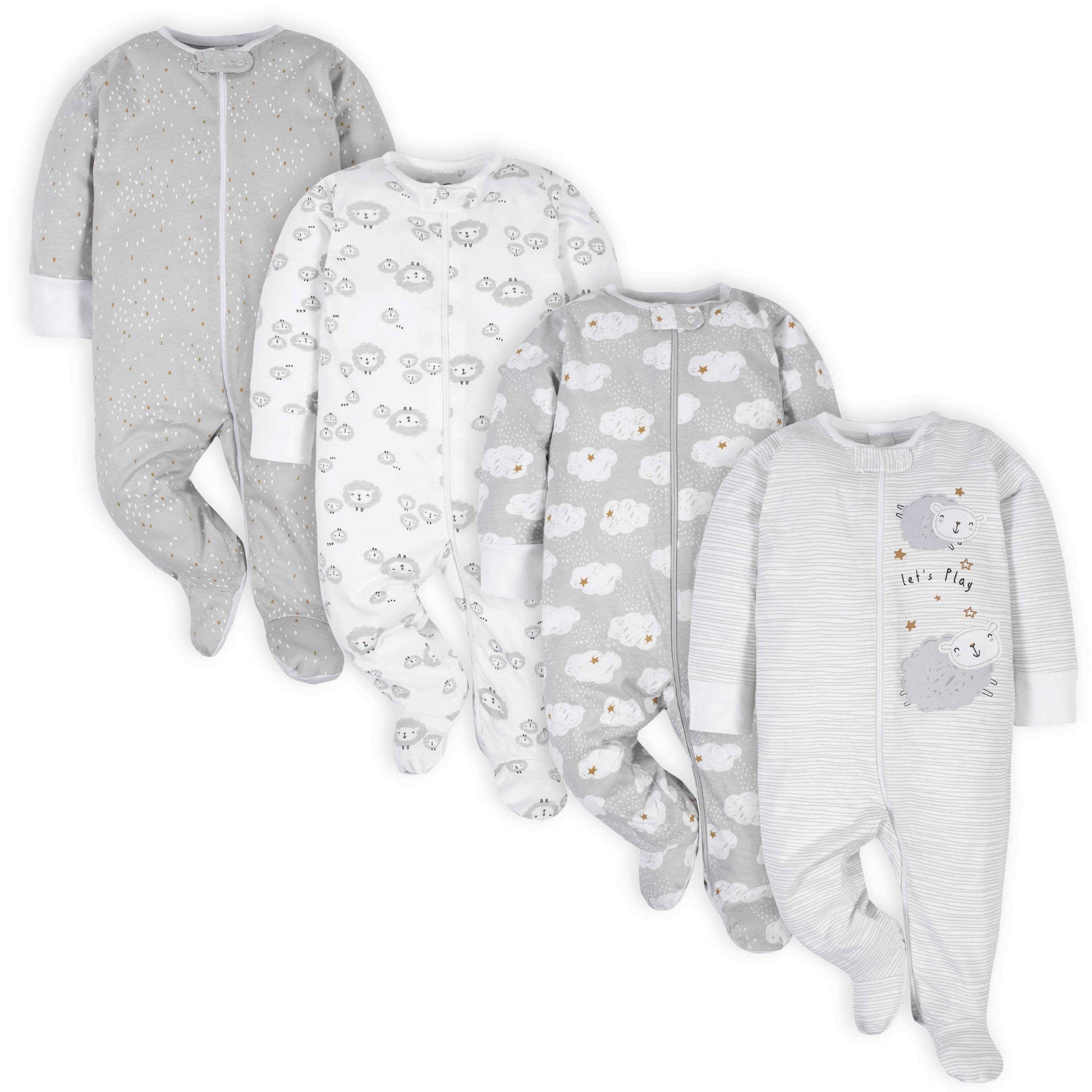 18-Piece Baby Neutral Sheep and Clouds Sleep 'N Play, Onesies® Bodysuit, and Burpcloth Set-Gerber Childrenswear