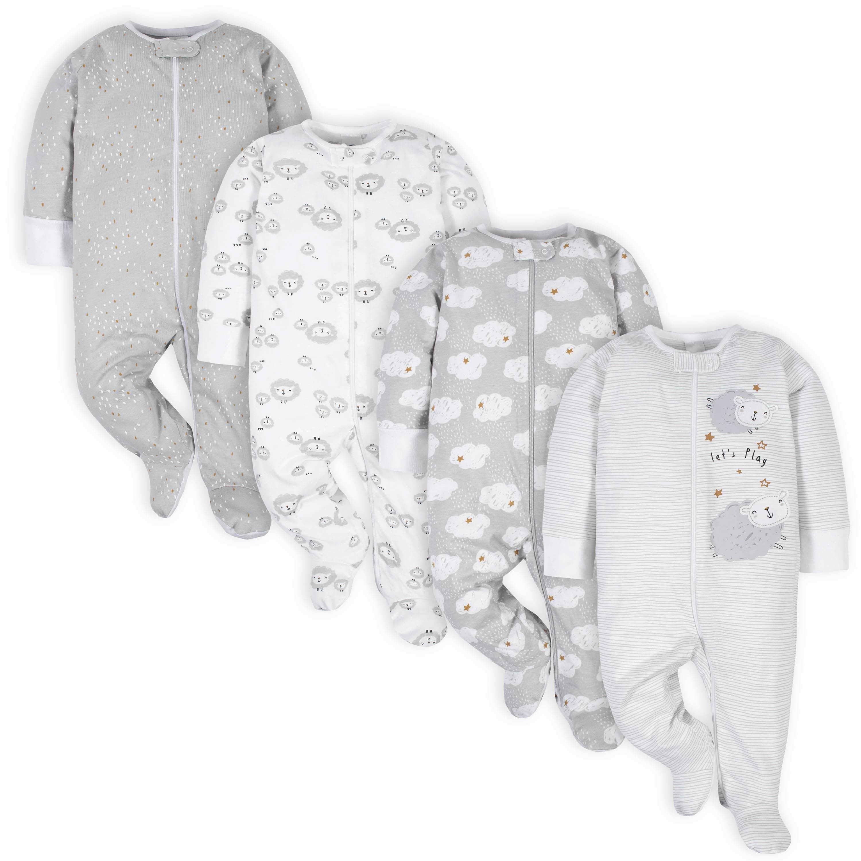 18-Piece Baby Neutral Sheep and Clouds Sleep 'N Play, Onesies® Bodysuit, and Burpcloth Set-Gerber Childrenswear