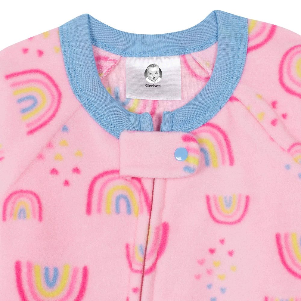 Gerber® Baby Girls Rainbow Fleece Pajamas-Gerber Childrenswear
