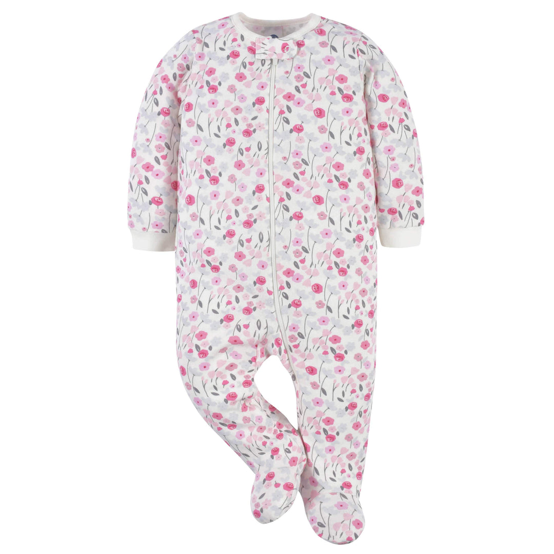 2-Pack Baby Girls Comfy Stretch Roses & Bunnies Sleep 'n Plays-Gerber Childrenswear