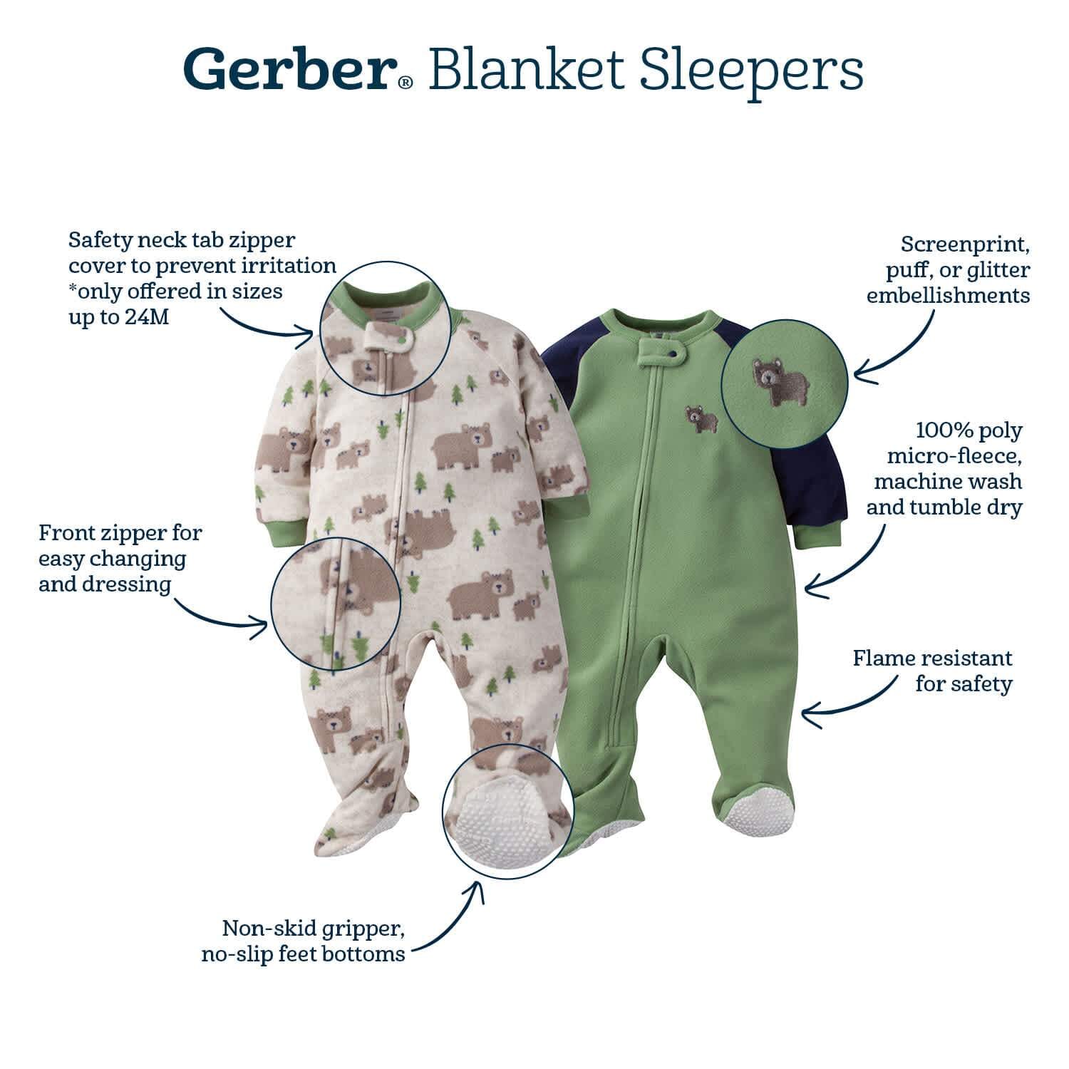 2-Pack Baby & Toddler Boys Lion Fleece Pajamas-Gerber Childrenswear