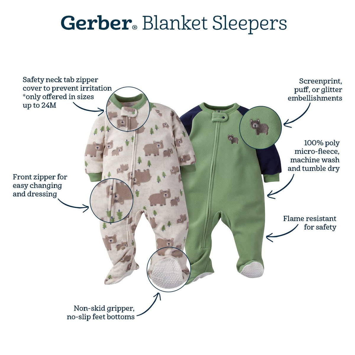 2-Pack Baby & Toddler Boys Dinos Fleece Pajamas-Gerber Childrenswear