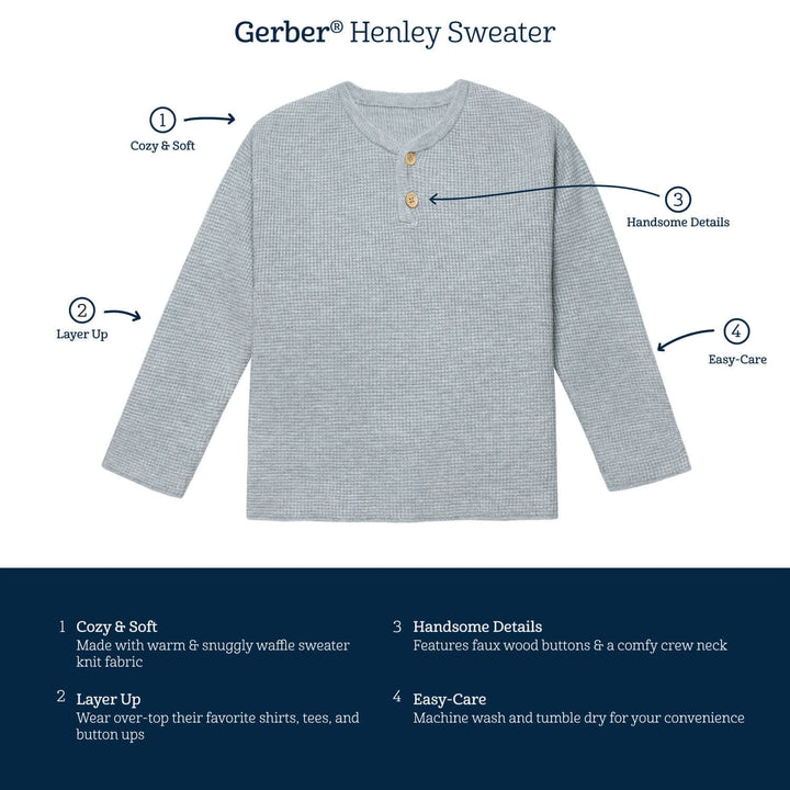 Infant & Toddler Boys Oatmeal Heather Henley Sweater-Gerber Childrenswear