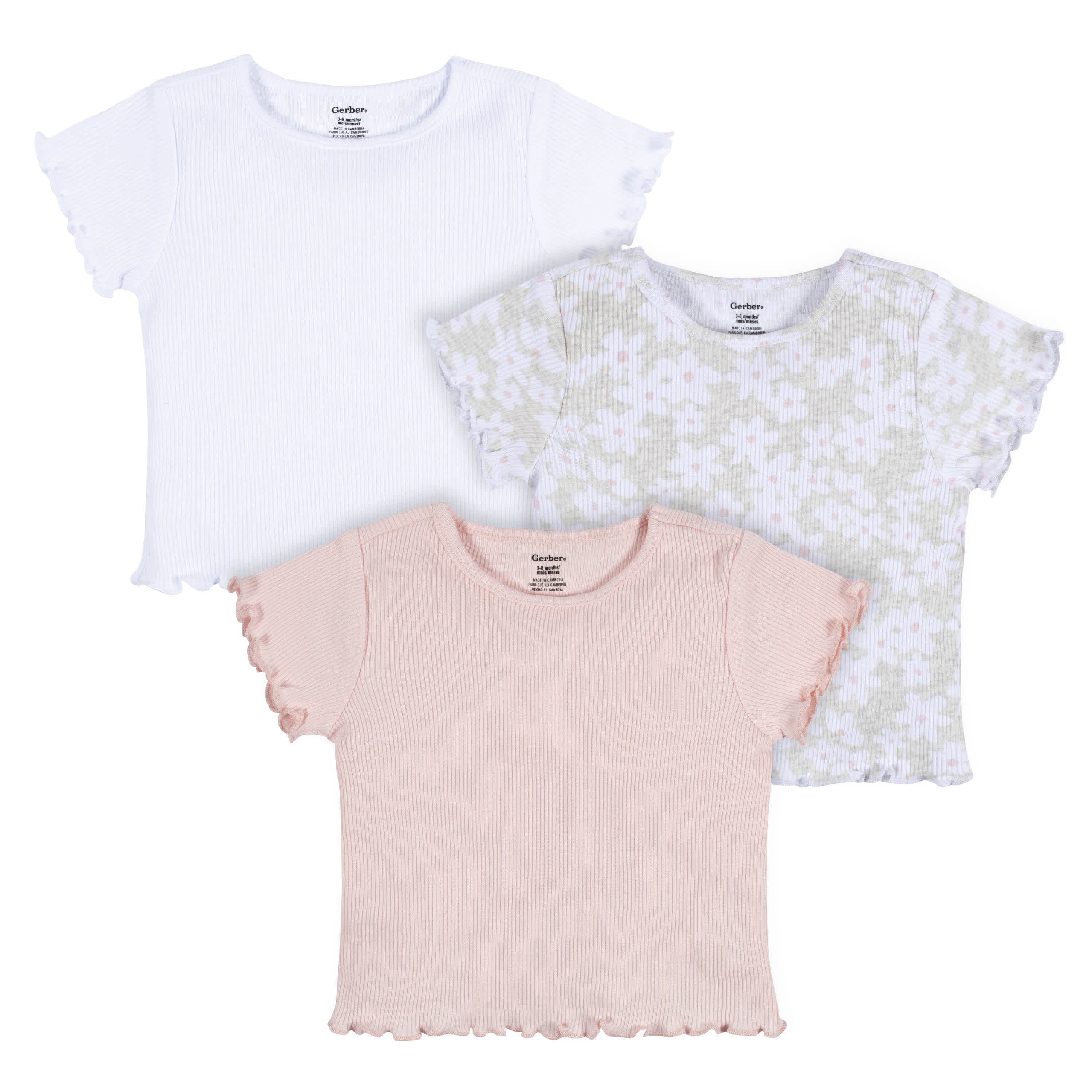 3-Pack Baby & Toddler Girls Sweet Florals Short Sleeve Tees-Gerber Childrenswear