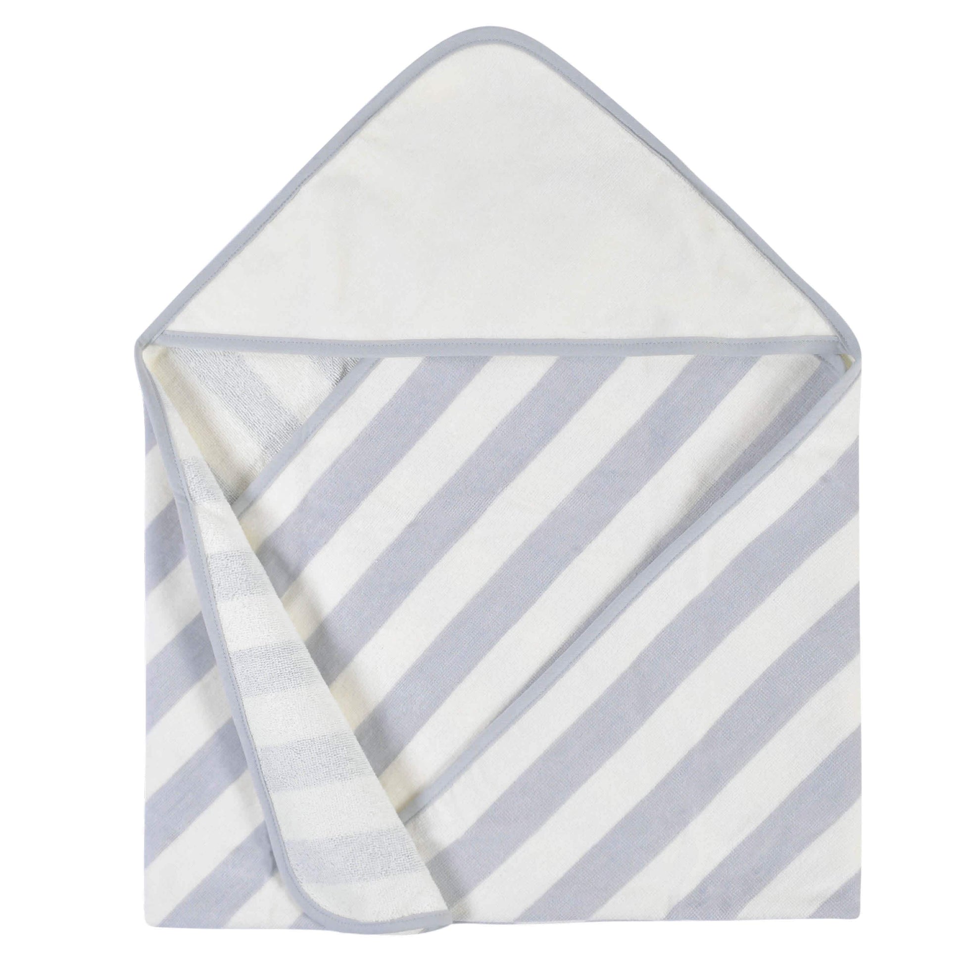 Embroidered 4-Piece Neutral Striped Gray Hooded Towel & Washcloths Set-Gerber Childrenswear