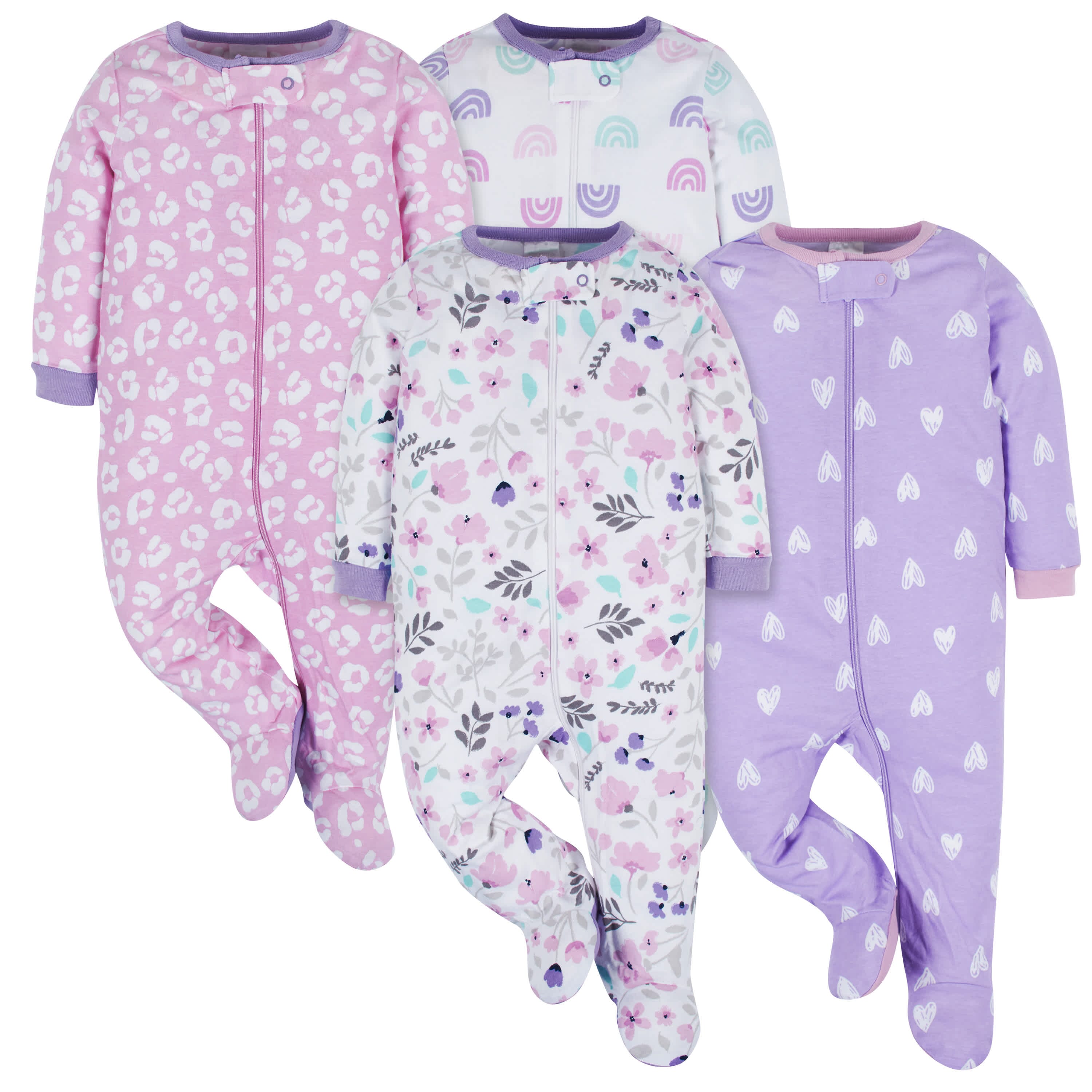 4-Pack Baby Girls Rainbow Floral Sleep 'N Plays