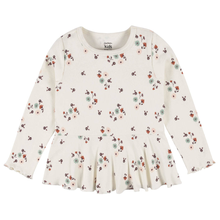 2-Pack Infant & Toddler Girls Mint Floral Peplum Tops