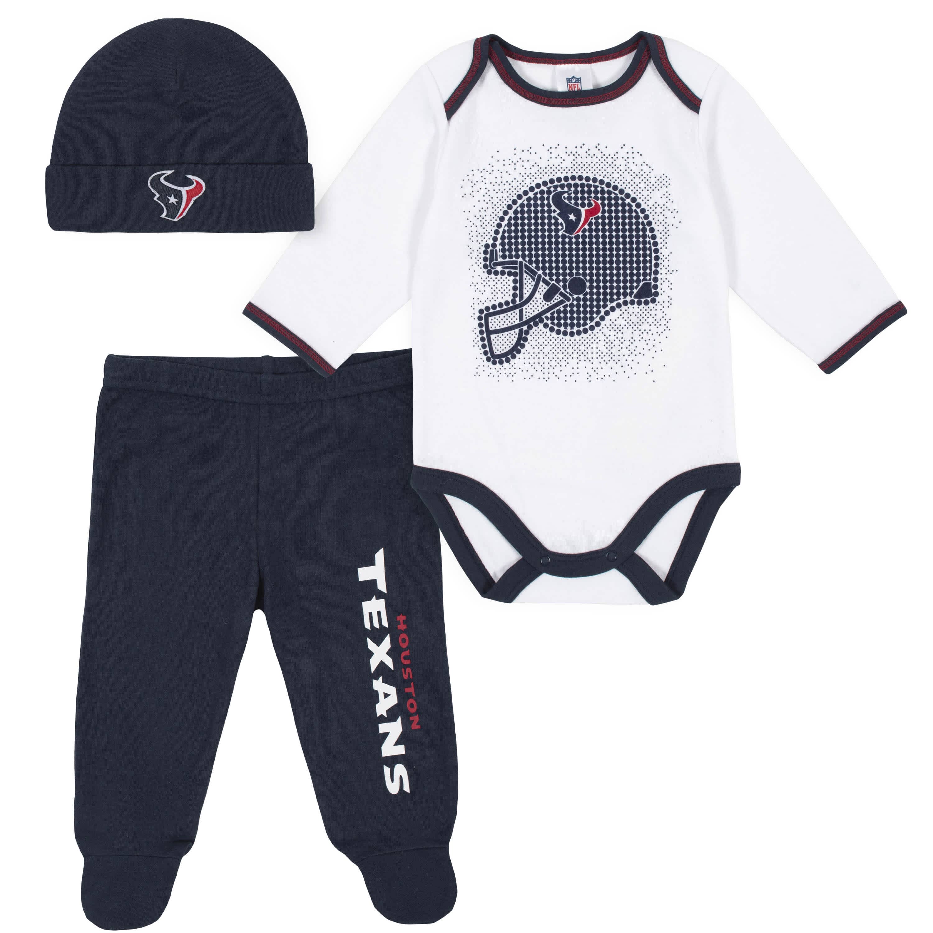 Houston Texans 3-Piece Baby Boys Bodysuit, Pant, and Cap Set-Gerber Childrenswear