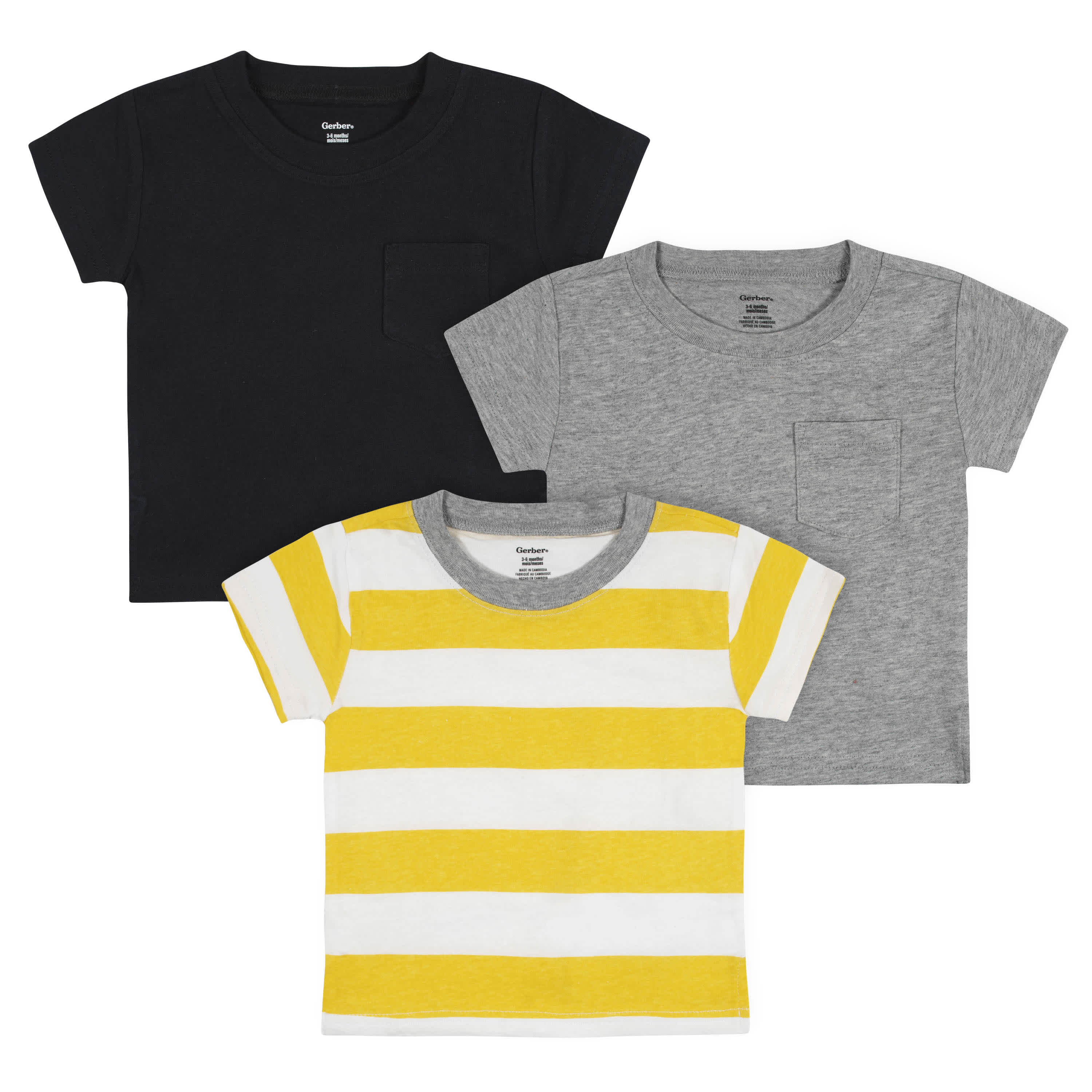 3-Pack Baby & Toddler Boys Neat Neutrals Short Sleeve Pocket Tees-Gerber Childrenswear