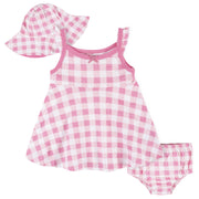 3-Piece Baby & Toddler Girls Summer Blossom Dress, Diaper Cover & Sun Hat Set-Gerber Childrenswear