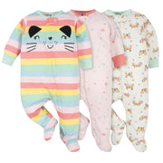 3-Pack Baby Girls Rainbow Sleep 'N Plays-Gerber Childrenswear