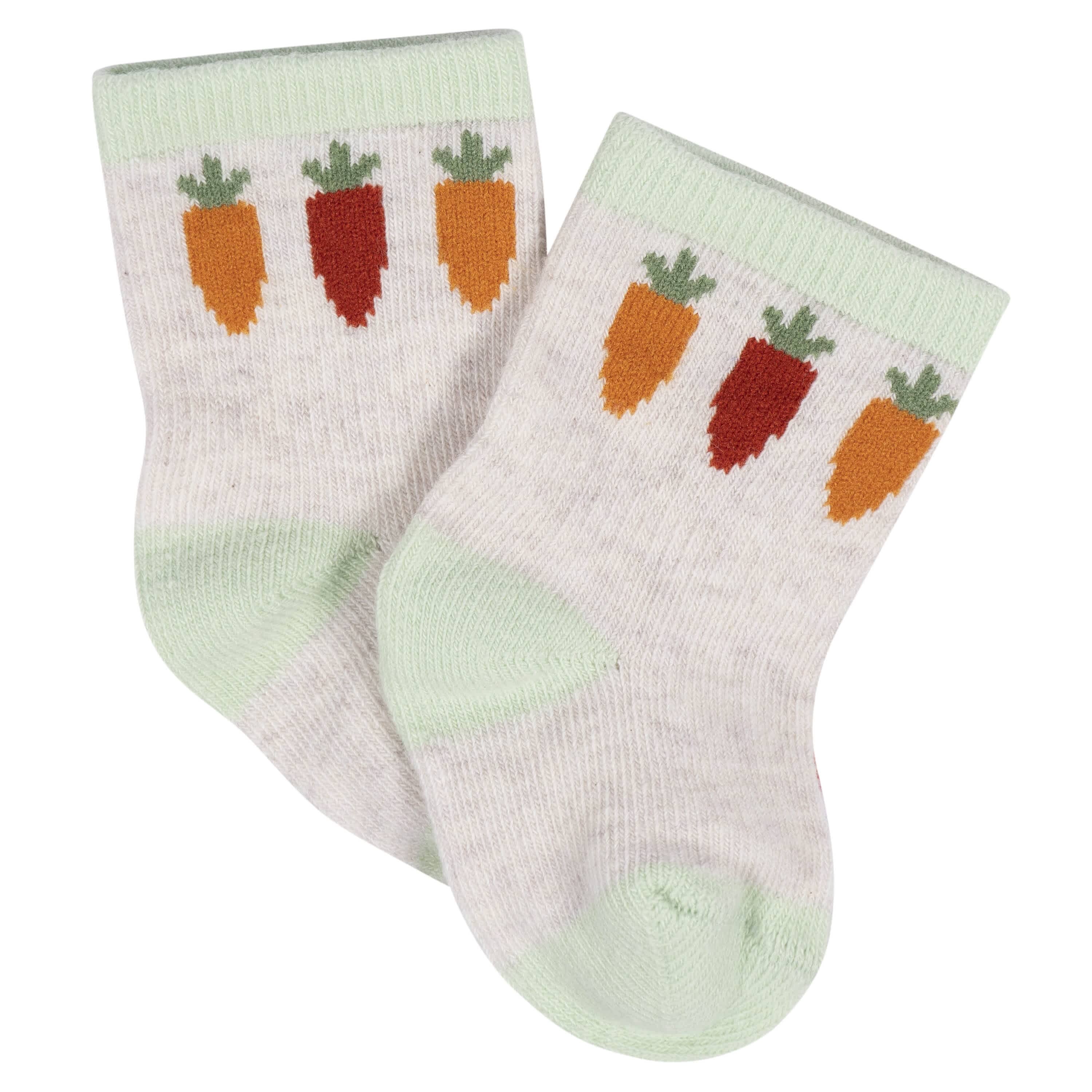 8-Pack Baby Neutral Happy Veggies Jersey Wiggle Proof® Socks