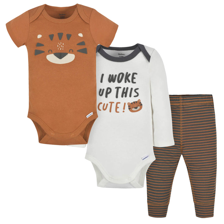 3-Piece Baby Boys Tiger Onesies® Bodysuits and Pants Set