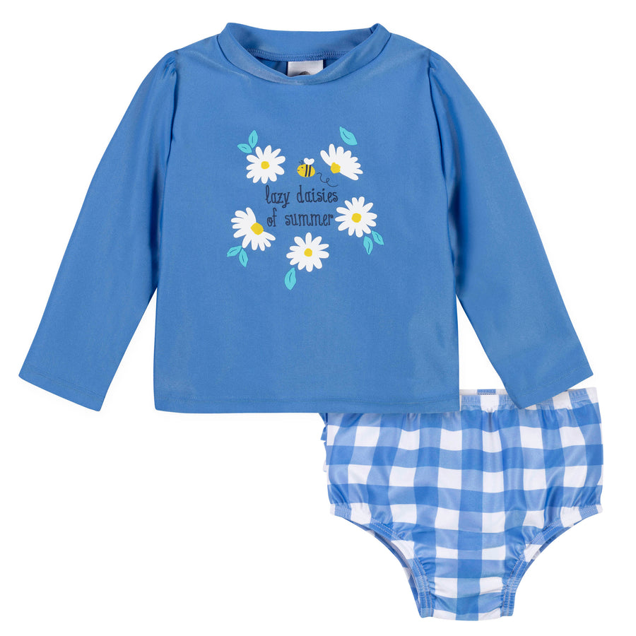 2-Piece Baby & Toddler Girls Darling Daisy Rash Guard & Swim Bottoms Set-Gerber Childrenswear