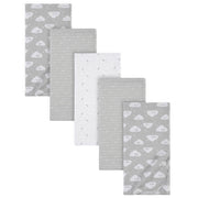 5-Pack Baby Neutral Clouds Flannel Receiving Blankets-Gerber Childrenswear