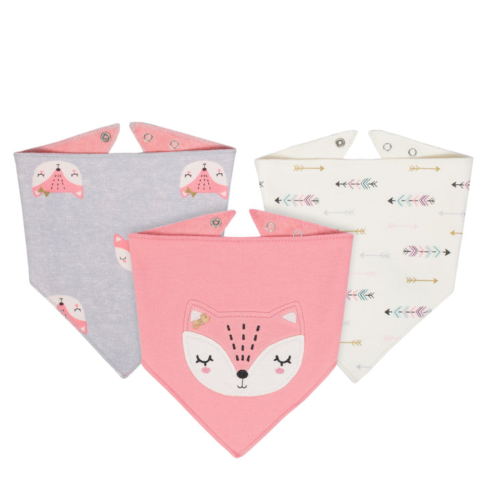 Baby Girl 3-pack Fox Handkerchief Bibs-Gerber Childrenswear