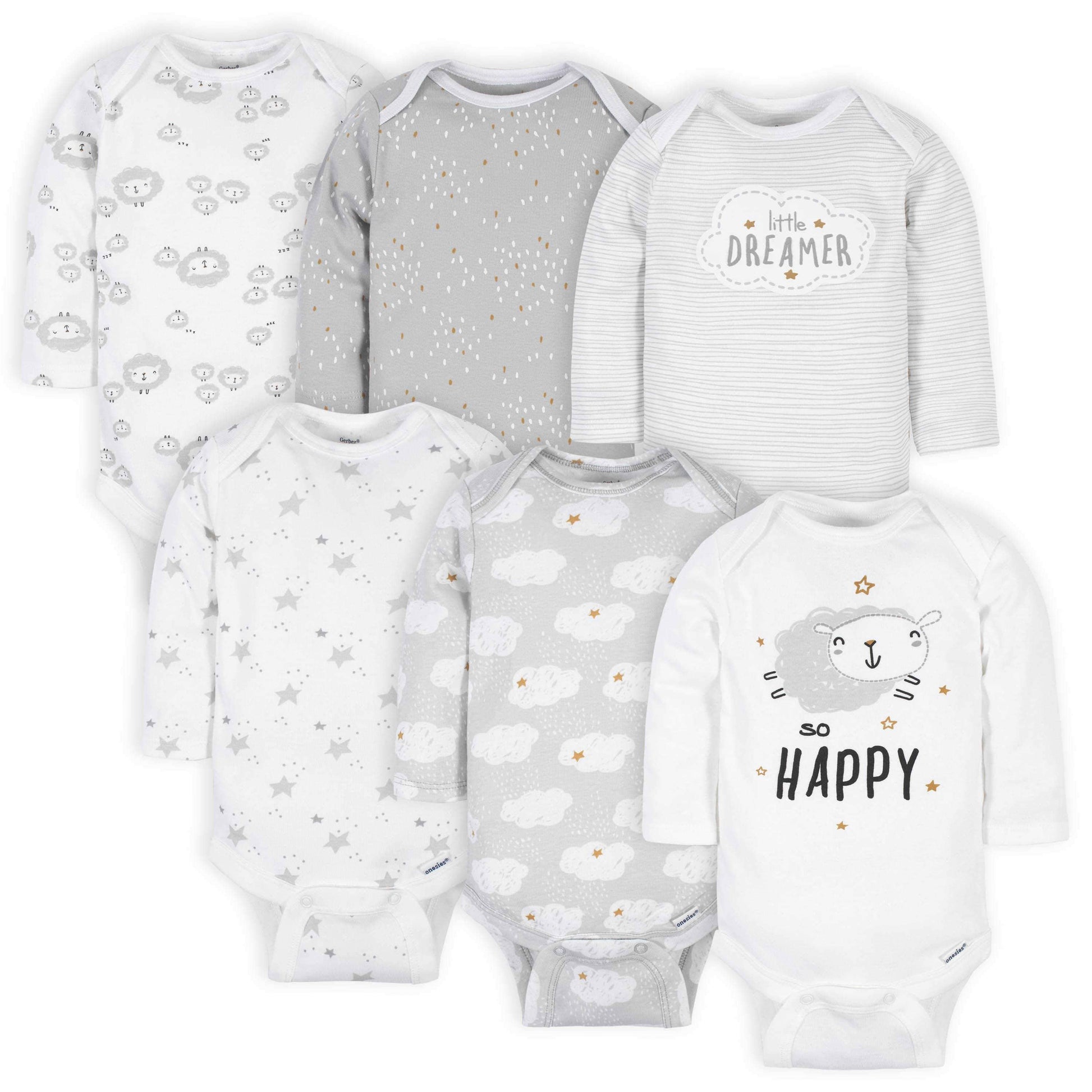 18-Piece Baby Neutral Sheep and Clouds Sleep 'N Play, Onesies® Bodysuit, and Burpcloth Set-Gerber Childrenswear