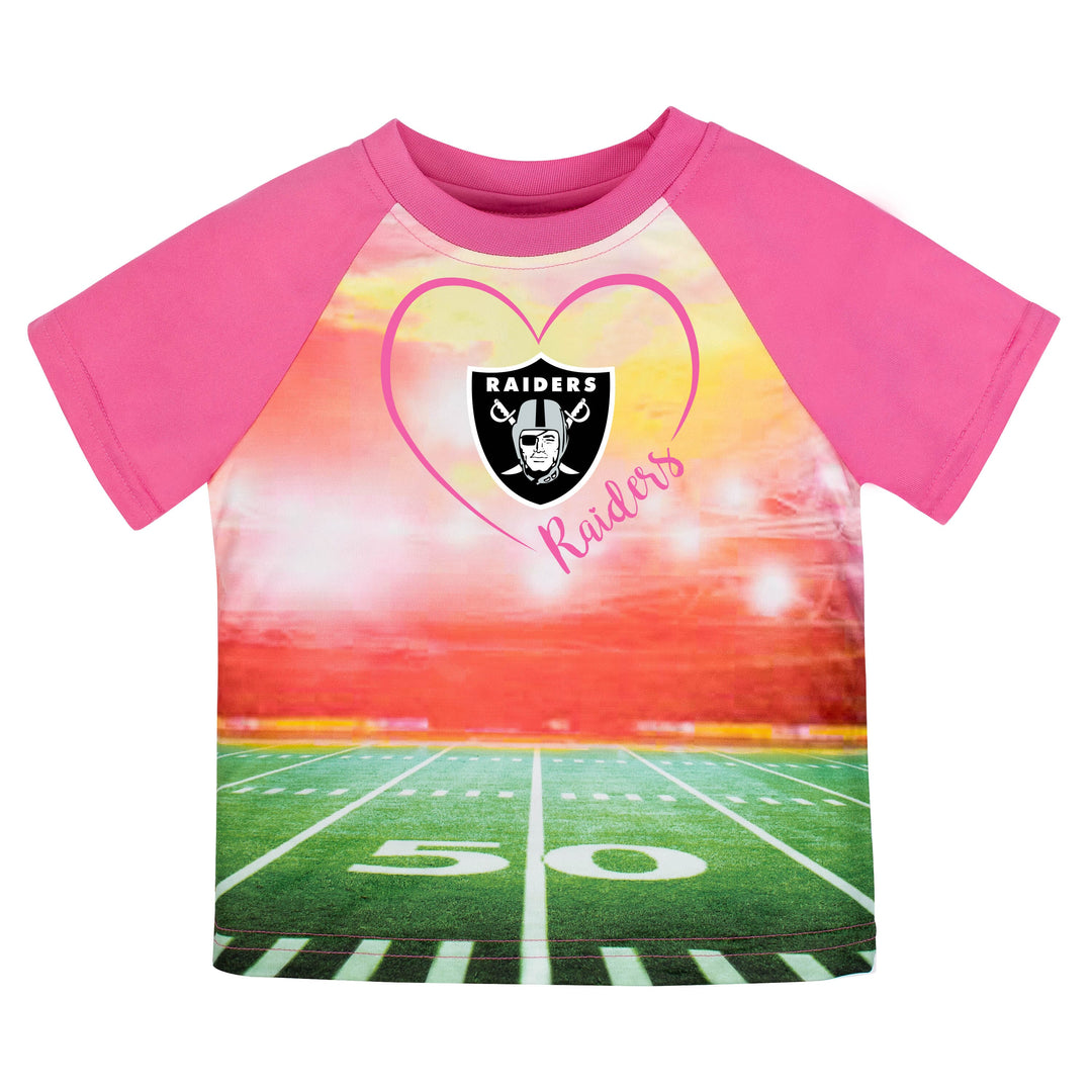 Oakland Raiders Girls Short Sleeve Tee Shirt-Gerber Childrenswear