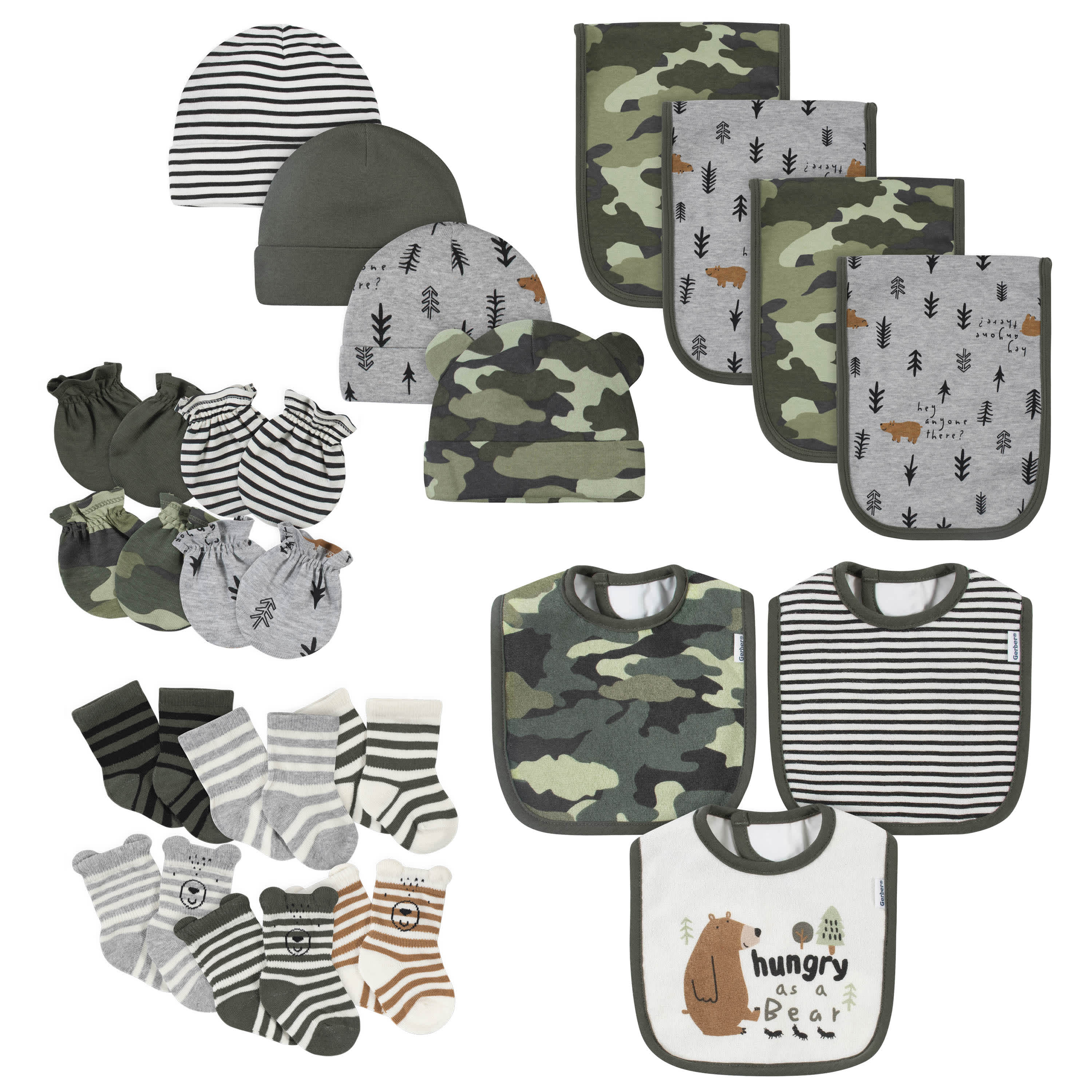 21-Piece Baby Boys Bear Terry Bib, Burpcloth, Mittens, Cap and Bootie Sock Set-Gerber Childrenswear