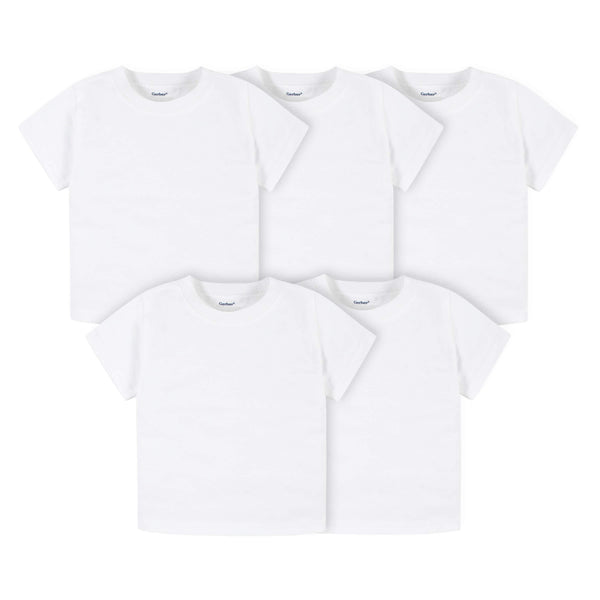 Gerber Baby & Toddler Unisex 5-Pack Solid Short Sleeve Tee, Infant Unisex, Size: 3T, White