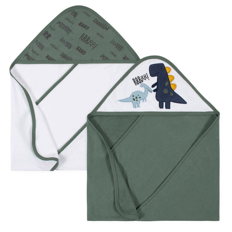 2-Pack Baby Boys Dino Hooded Towels-Gerber Childrenswear