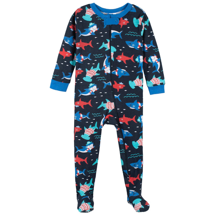 2-Pack Baby & Toddler Boys Shark Zone Snug Fit Footed Cotton Pajamas-Gerber Childrenswear