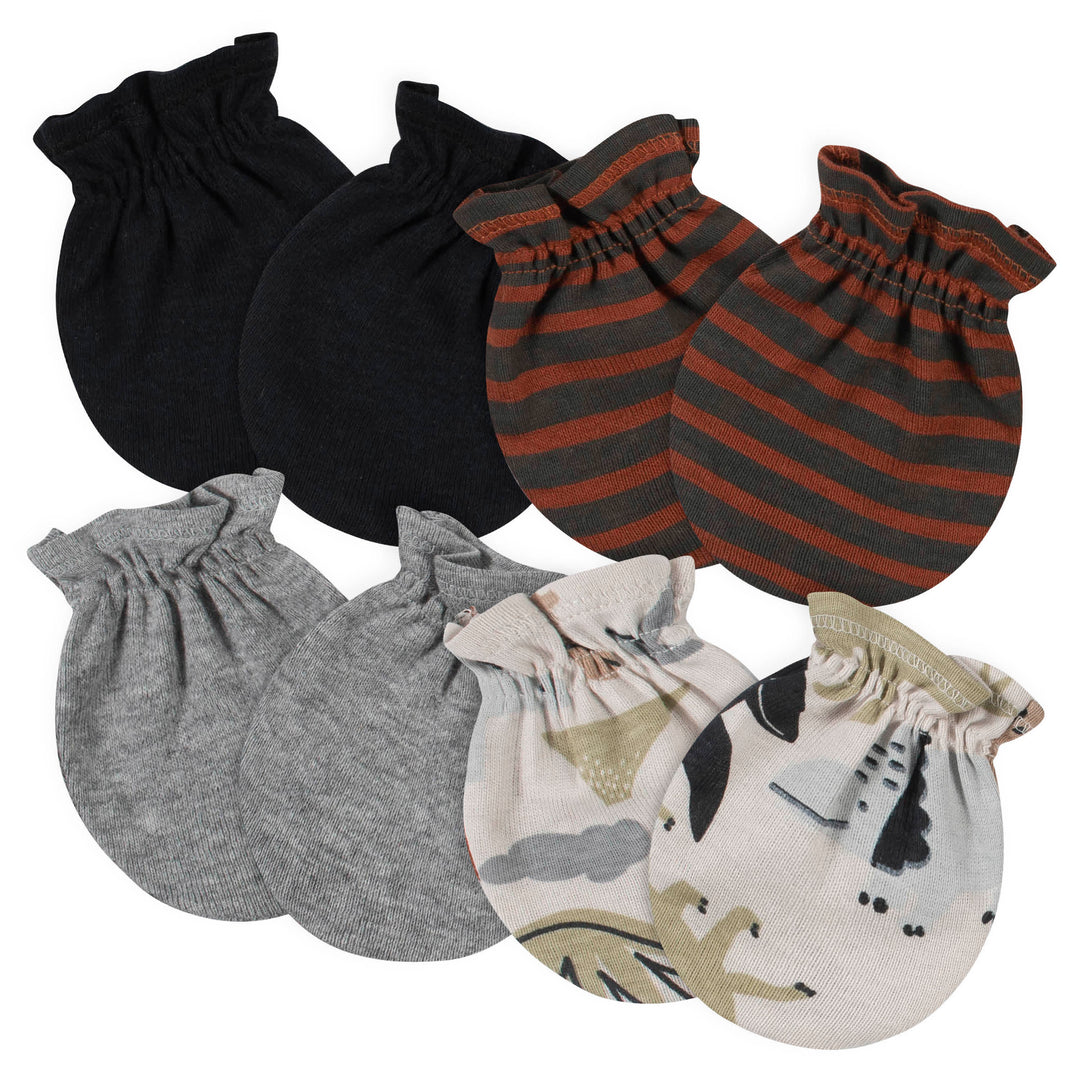 4-Pack Baby Boys Dino No Scratch Mittens-Gerber Childrenswear